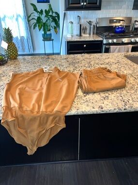 Figs Women's Two-Piece Wide Leg Set in Caramel